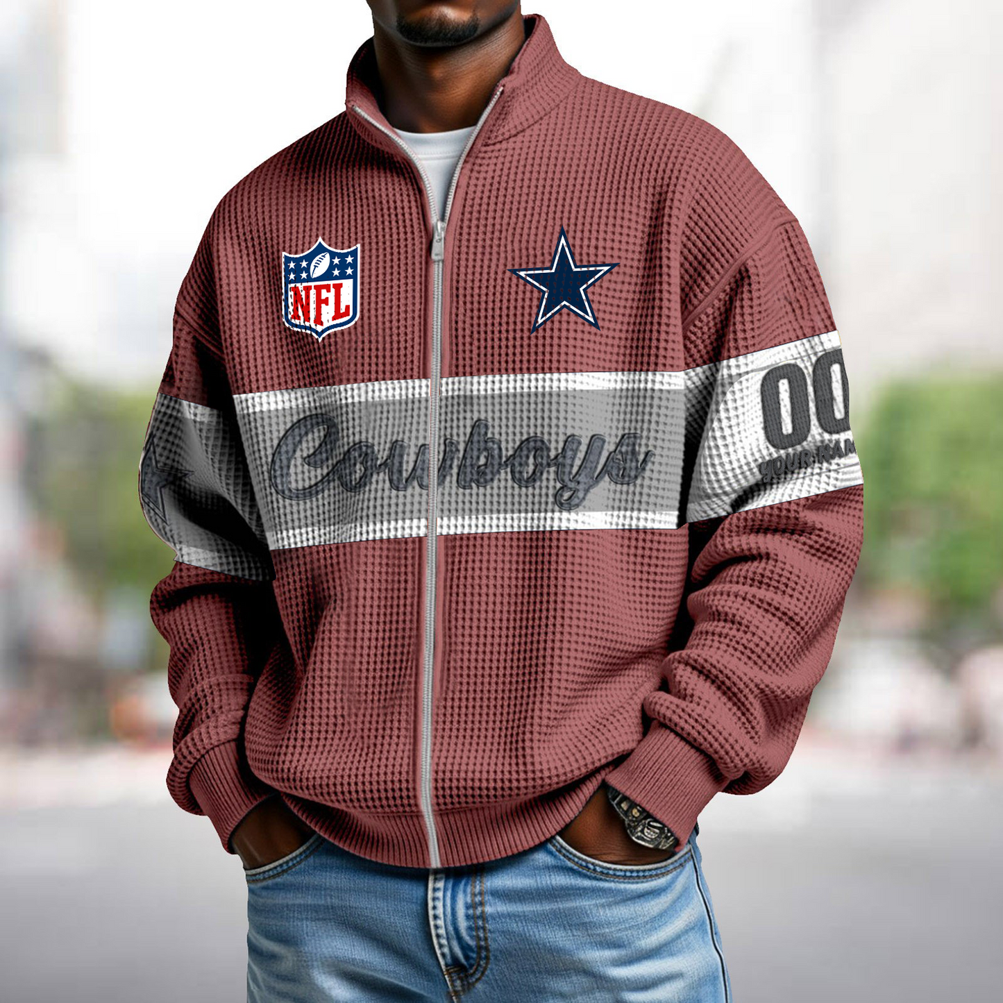 DAL x NFL Waffle Zip-Up Sweatshirt DATND TANTD