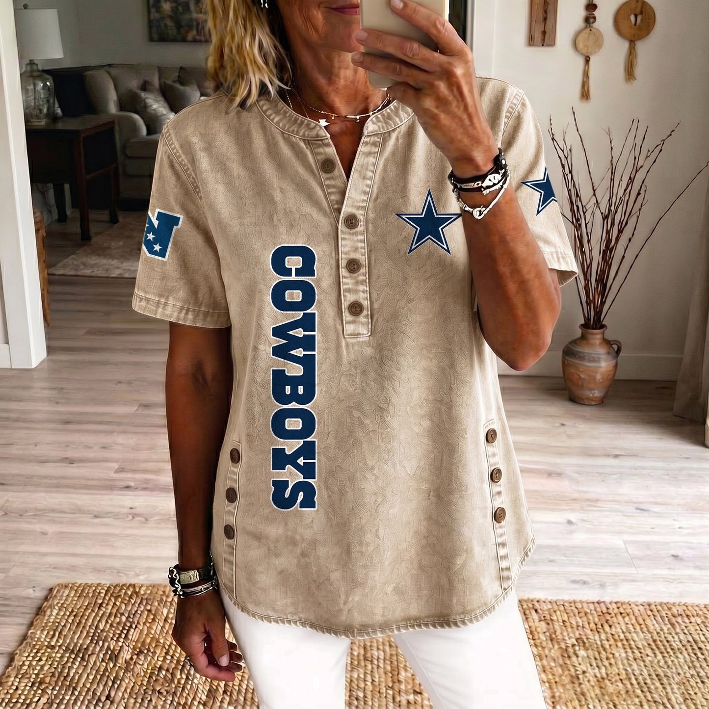 DAL x NFL Womenƒ??s Denim Casual Tops DATND LBN 190526