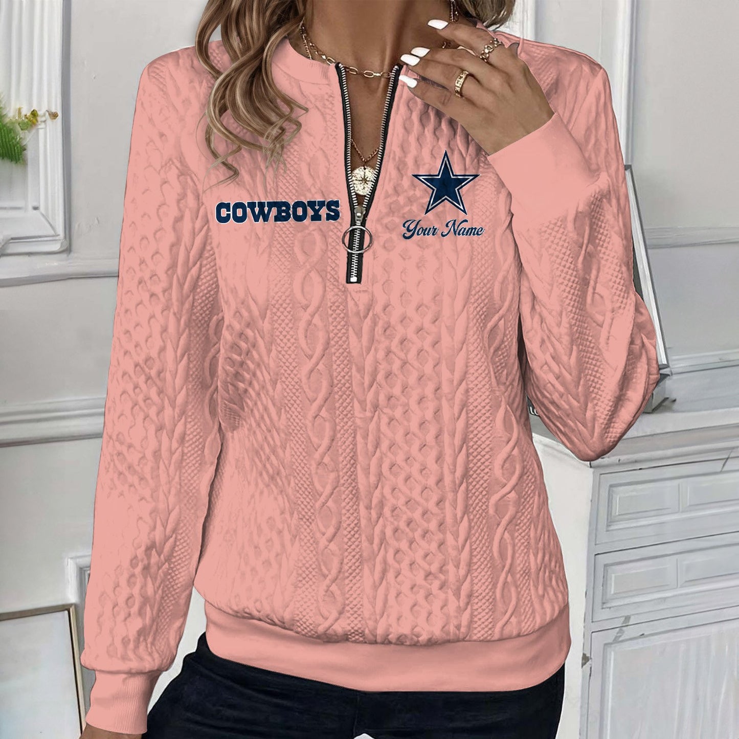DAL x NFL Women's Quilted Zip-UP Sweatshirt DatND DVT