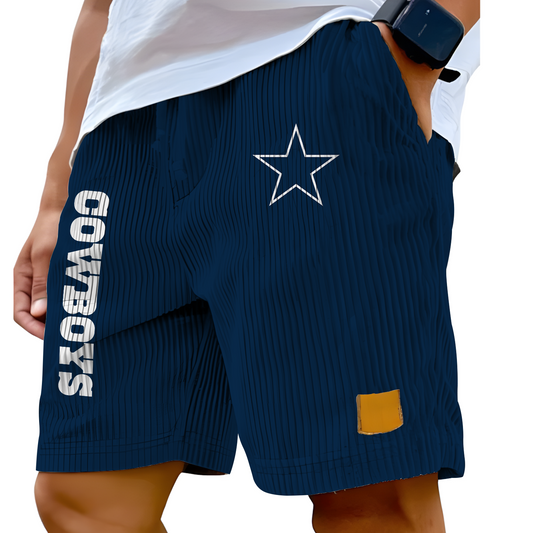 DAL x NFL Vintage Embroidered Logo Corduroy Stylish Lace-up Casual Shorts DATND TANTD 220526