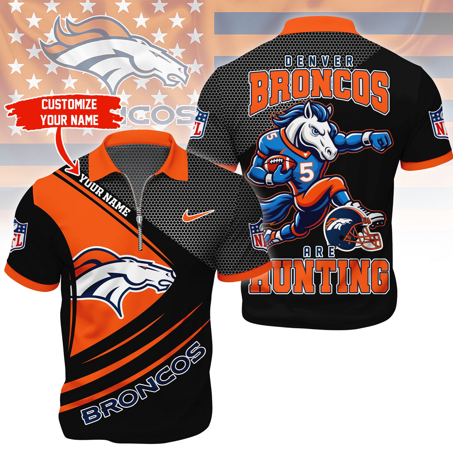 DB Premium NFL Game Day Polo With Zipper Shirt DDT NTL