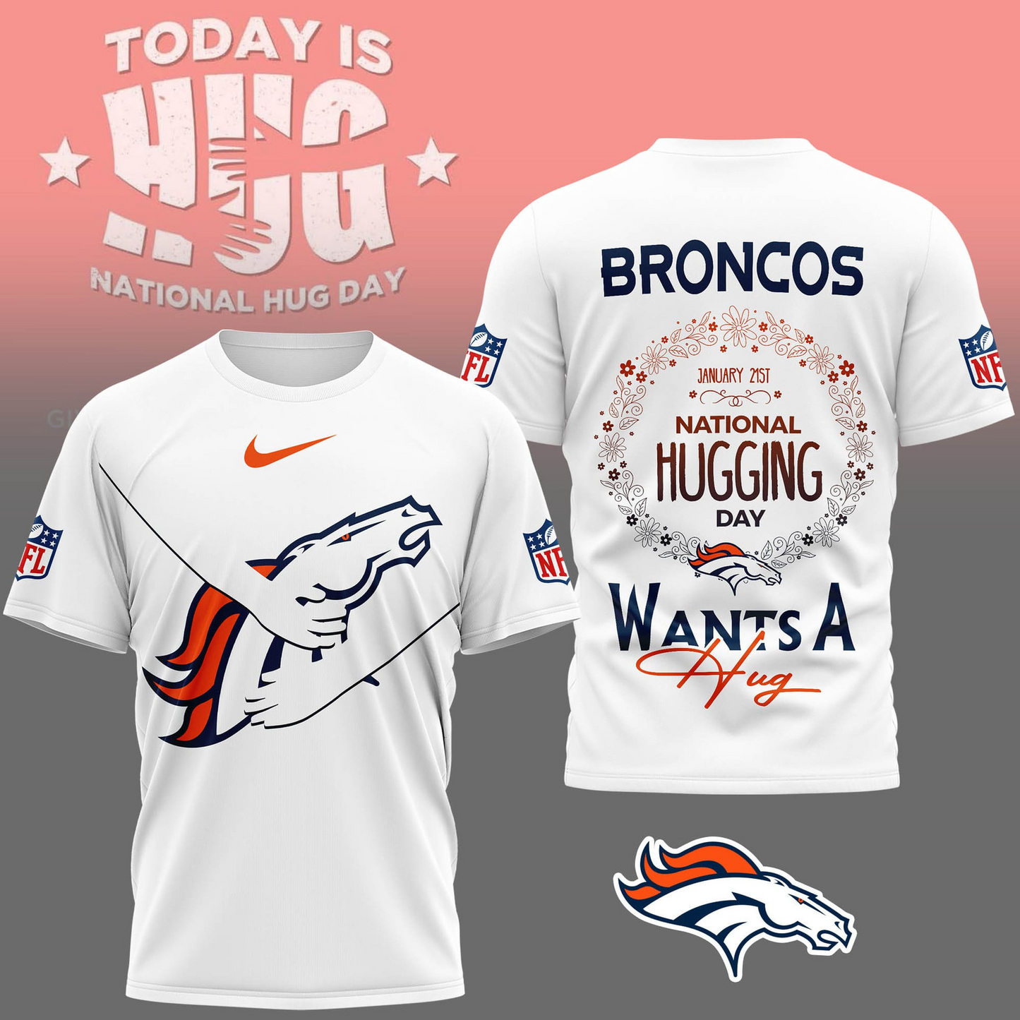 DB Premium NFL National Hugging Day 3D Shirt DDT NTL