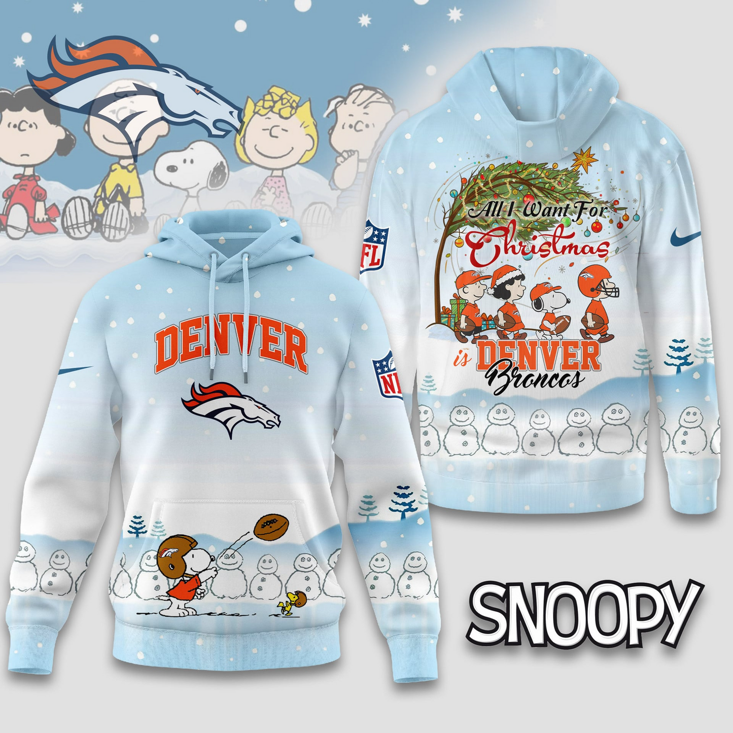 DB Premium NFL Peanuts Snow Day Hoodie DDT CTND