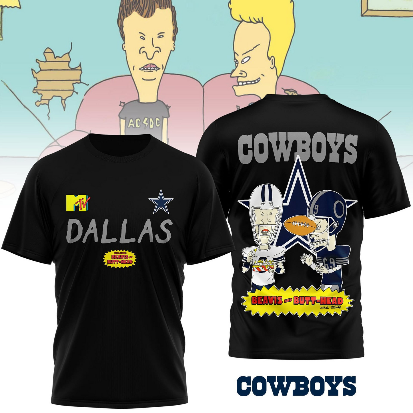 DC Premium NFL Funny Beavis and Butt-Head Shirt DDT NTL