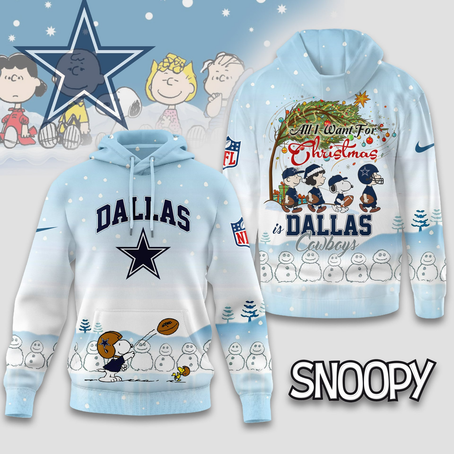 DC Premium NFL Peanuts Snow Day Hoodie DDT CTND