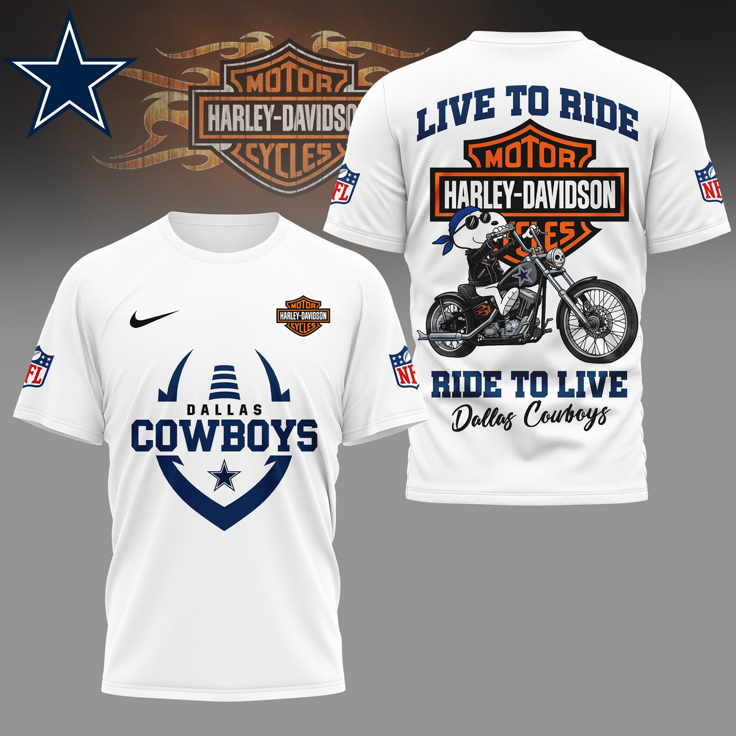 DC Premium NFL Snoopy Motorcycle 3D Shirt DDT CTND
