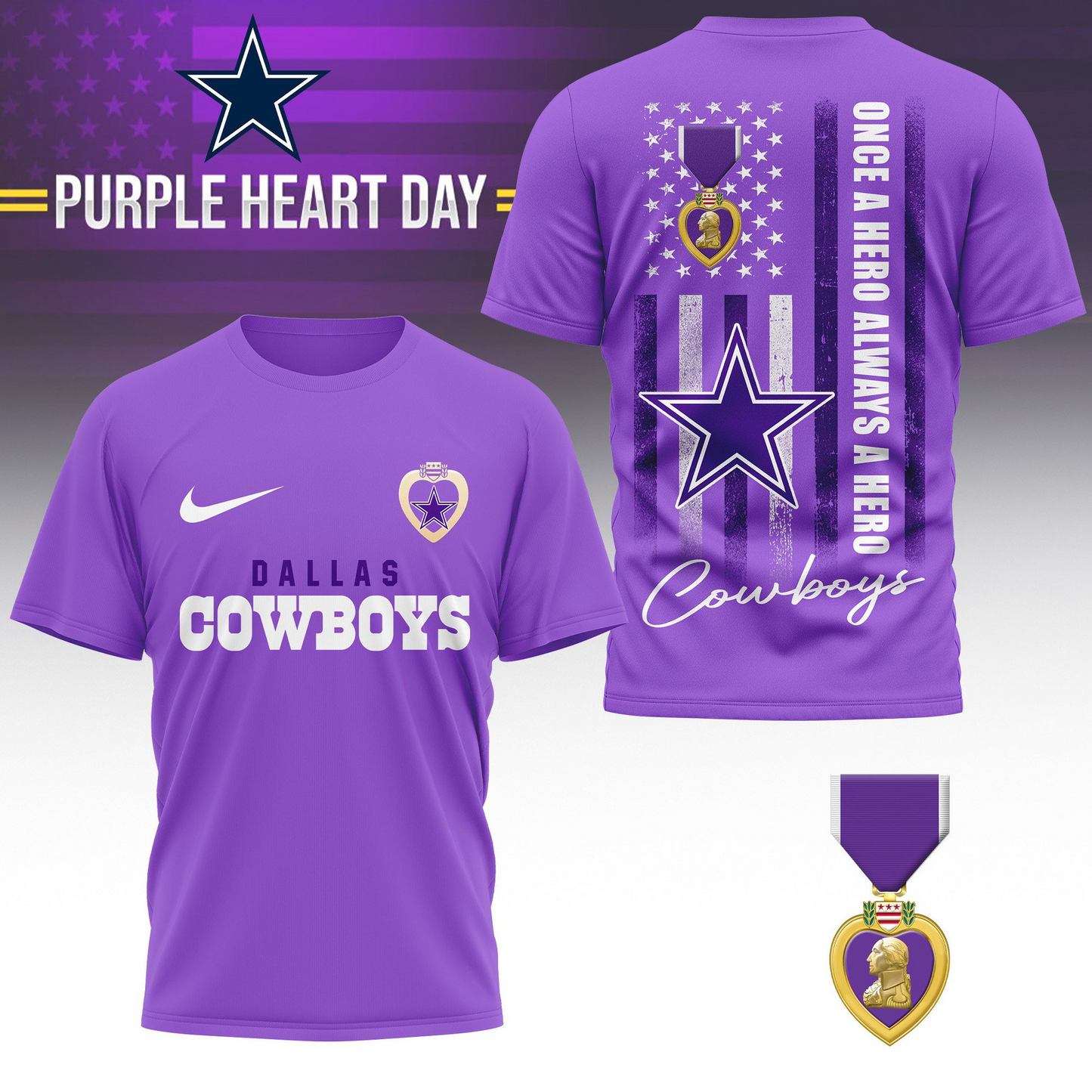 DC Premium National Purple Hear Day 3D Shirt  300626