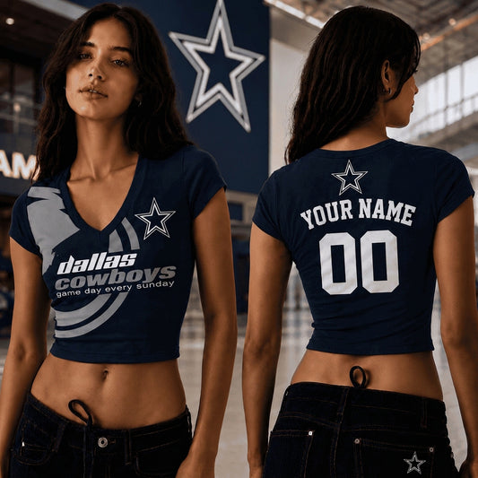 DC x NFL Premium Women V-neck Croptop Personalized Gift For Fan