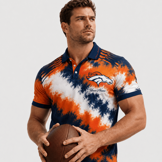 DEN X Premium NFL Premium Personalized Helmet Polo Shirt