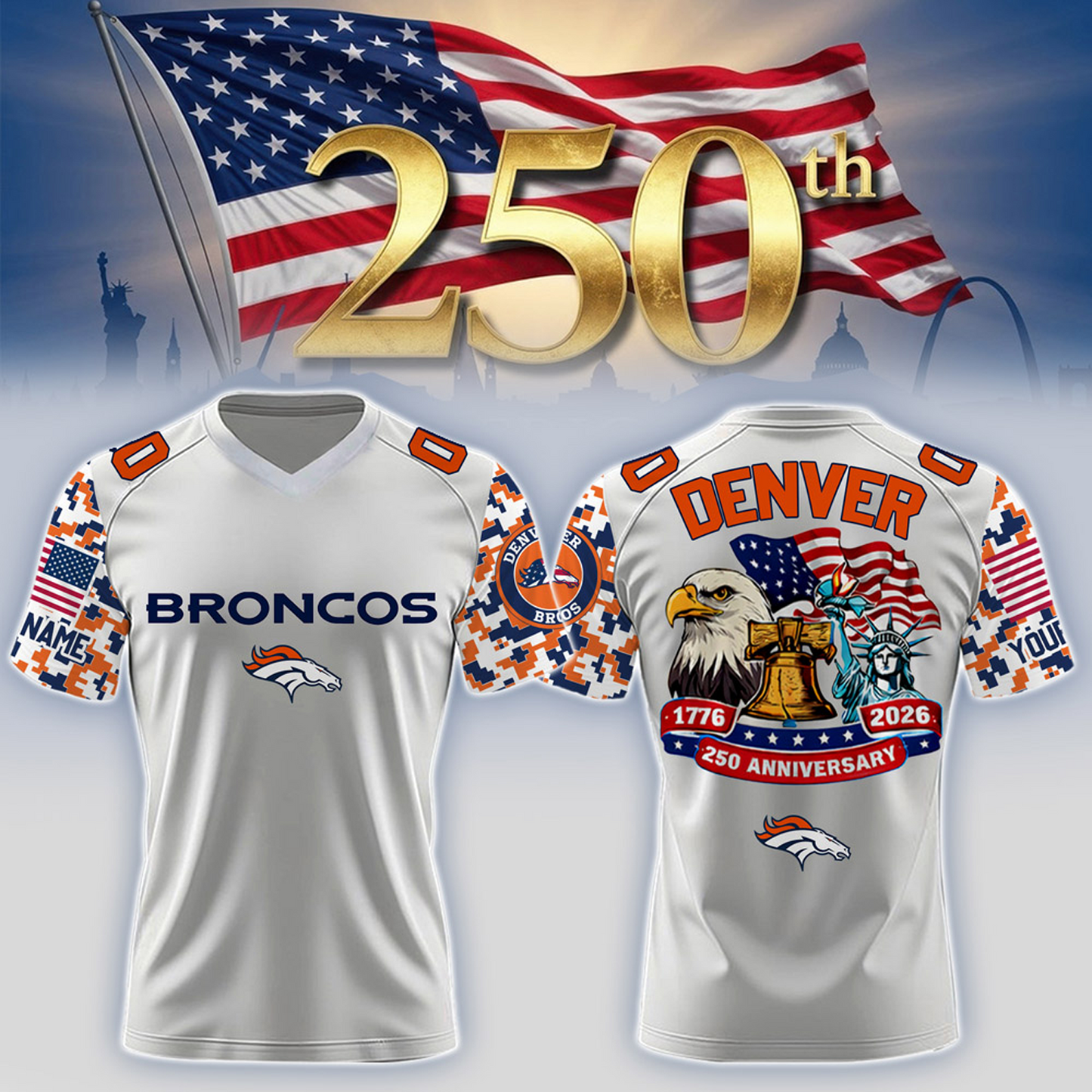 DEN x 250th Years USA Anniversary-V-neck Short Sleeve Jersey DATND TANTD