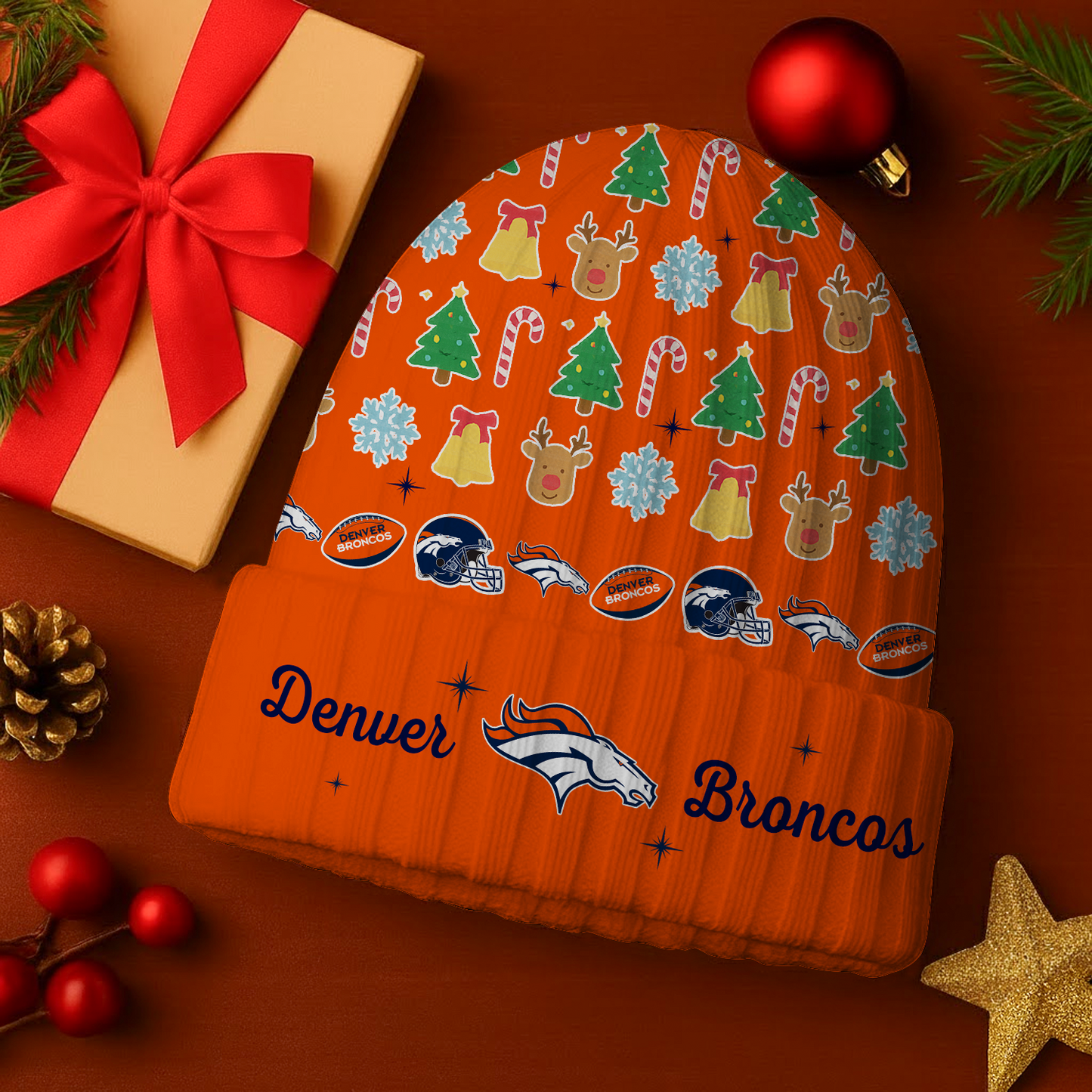 DEN x NFL Christmas Beanie DatND DVT
