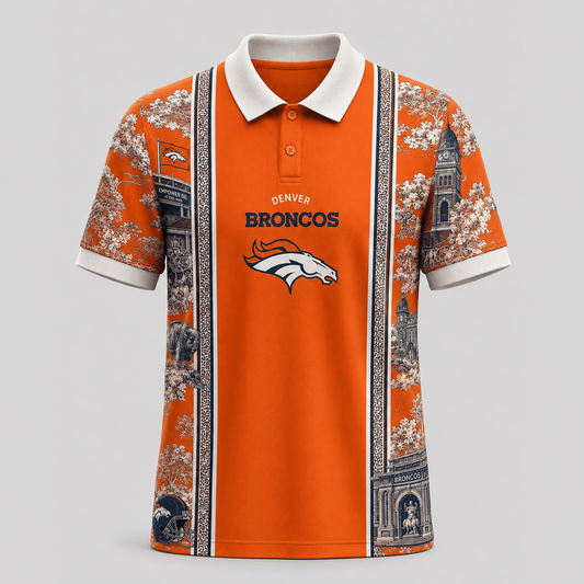 DEN x NFL Heritage Cityscape Polo Shirt for Loyal Fans