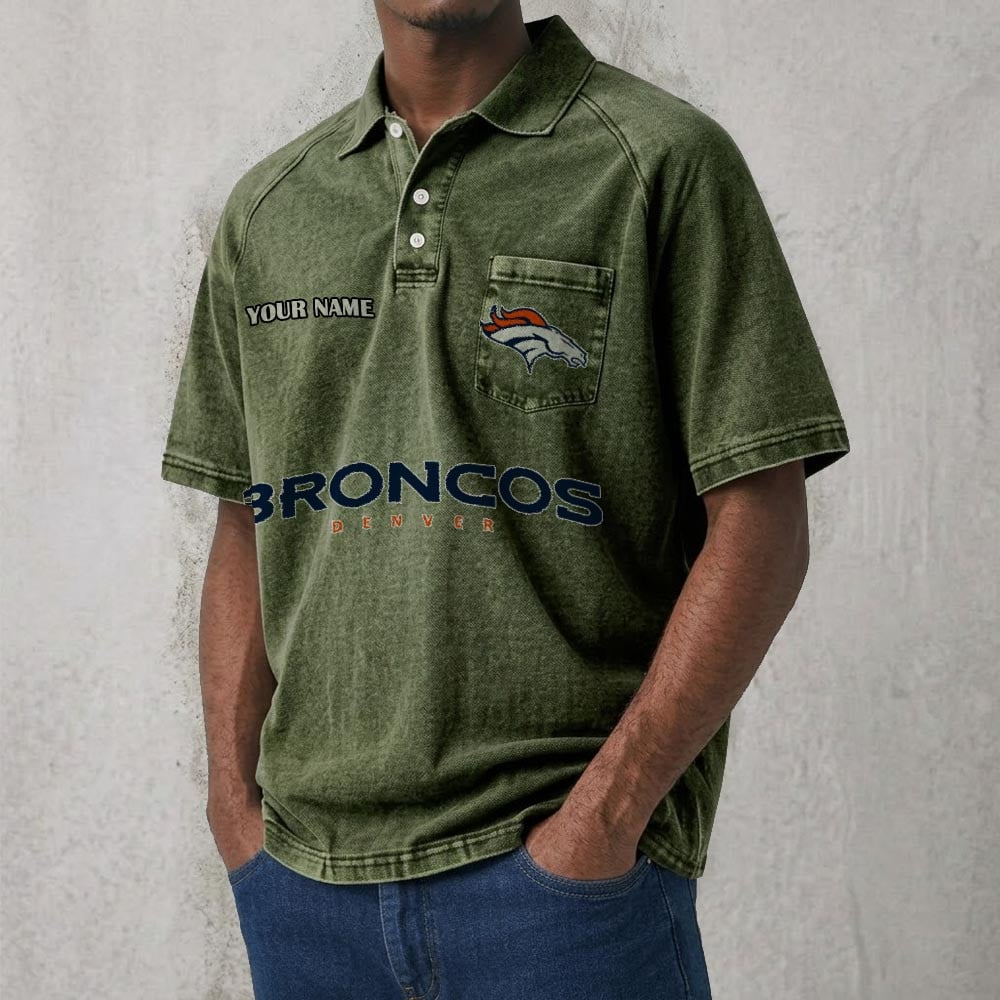 DEN x NFL Men's Distressed Turn-Down Collar Polo DATND TANTD 250526