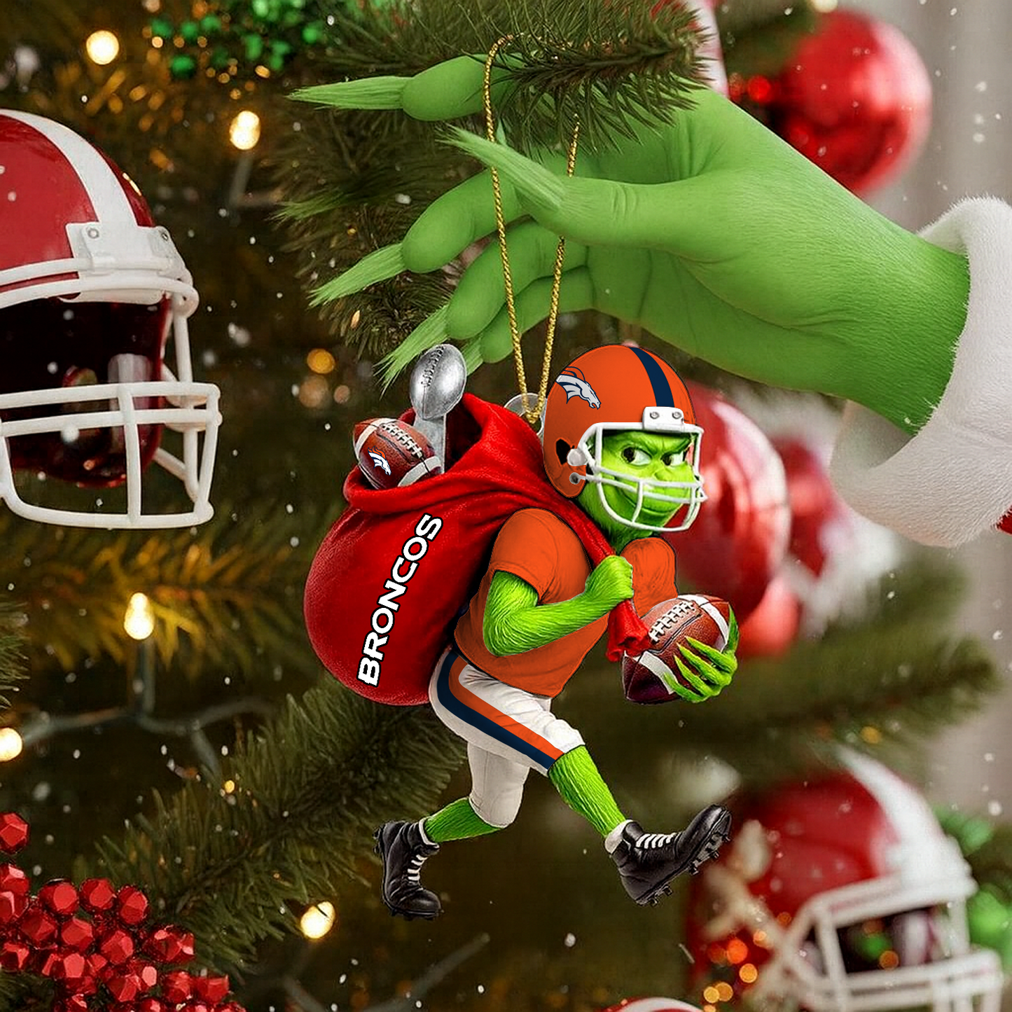 DEN x NFL Personalized Grinch Football Christmas DATND TANTD