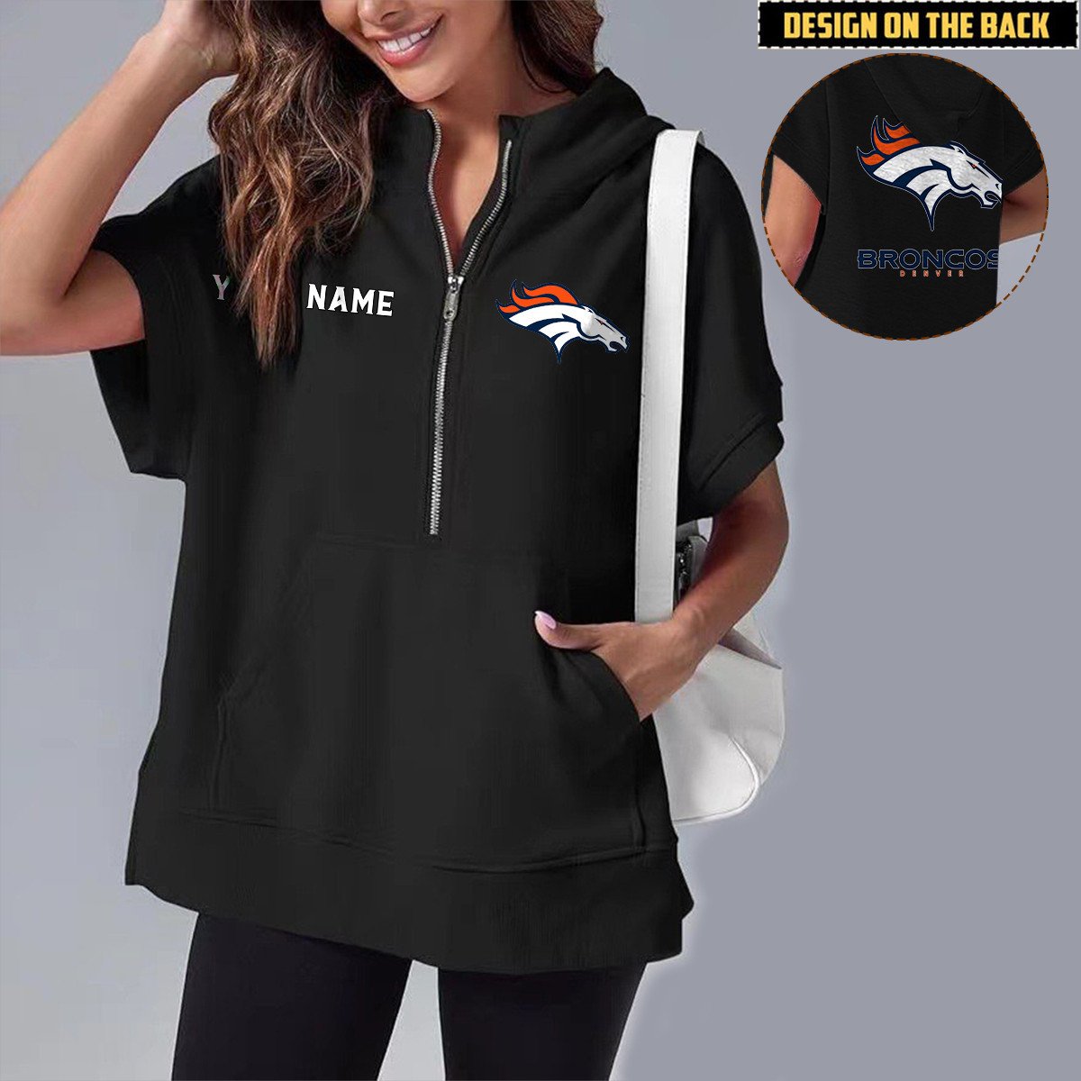 DEN x NFL Short Sleeve Zip Hoodie DATND TANTD