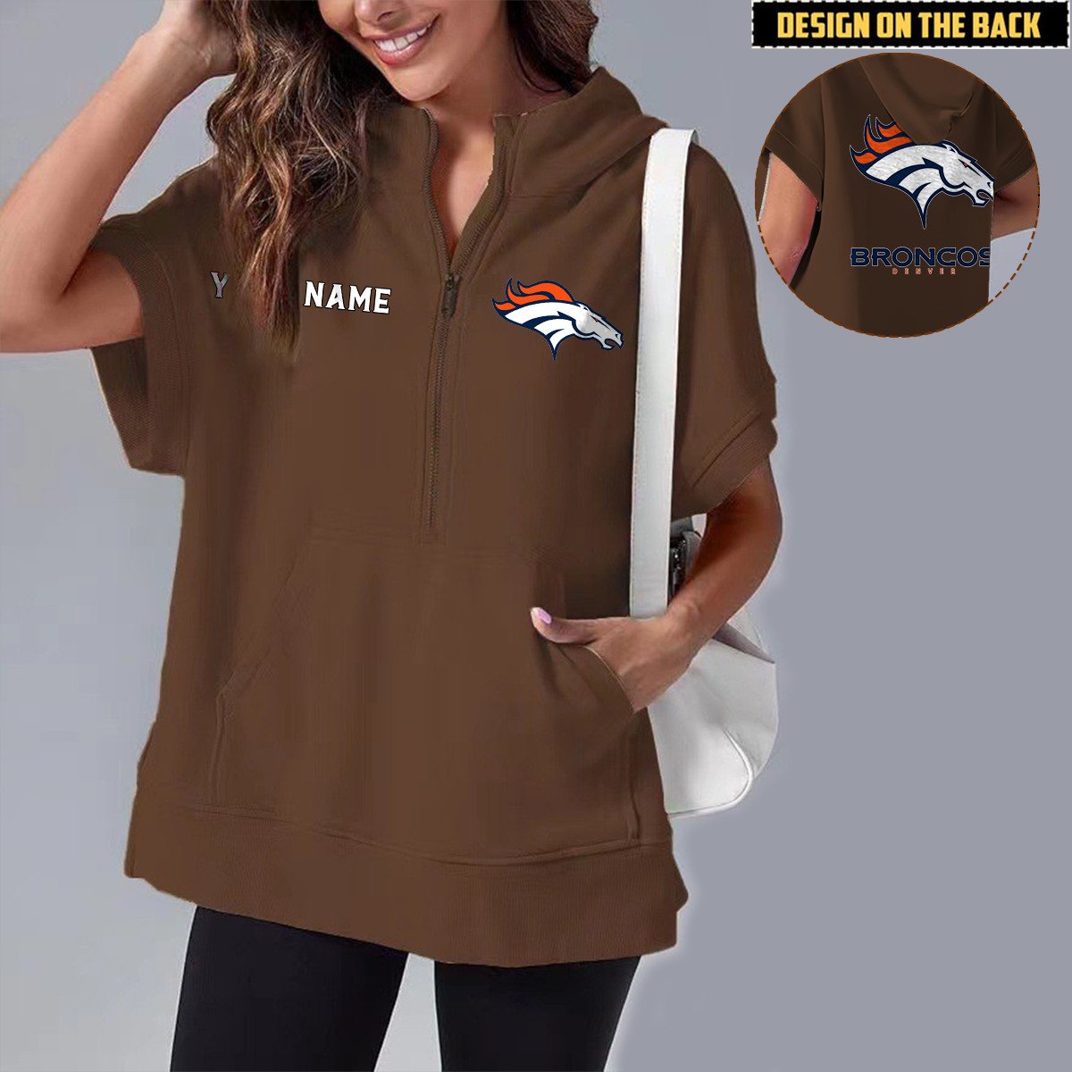 DEN x NFL Short Sleeve Zip Hoodie DATND TANTD