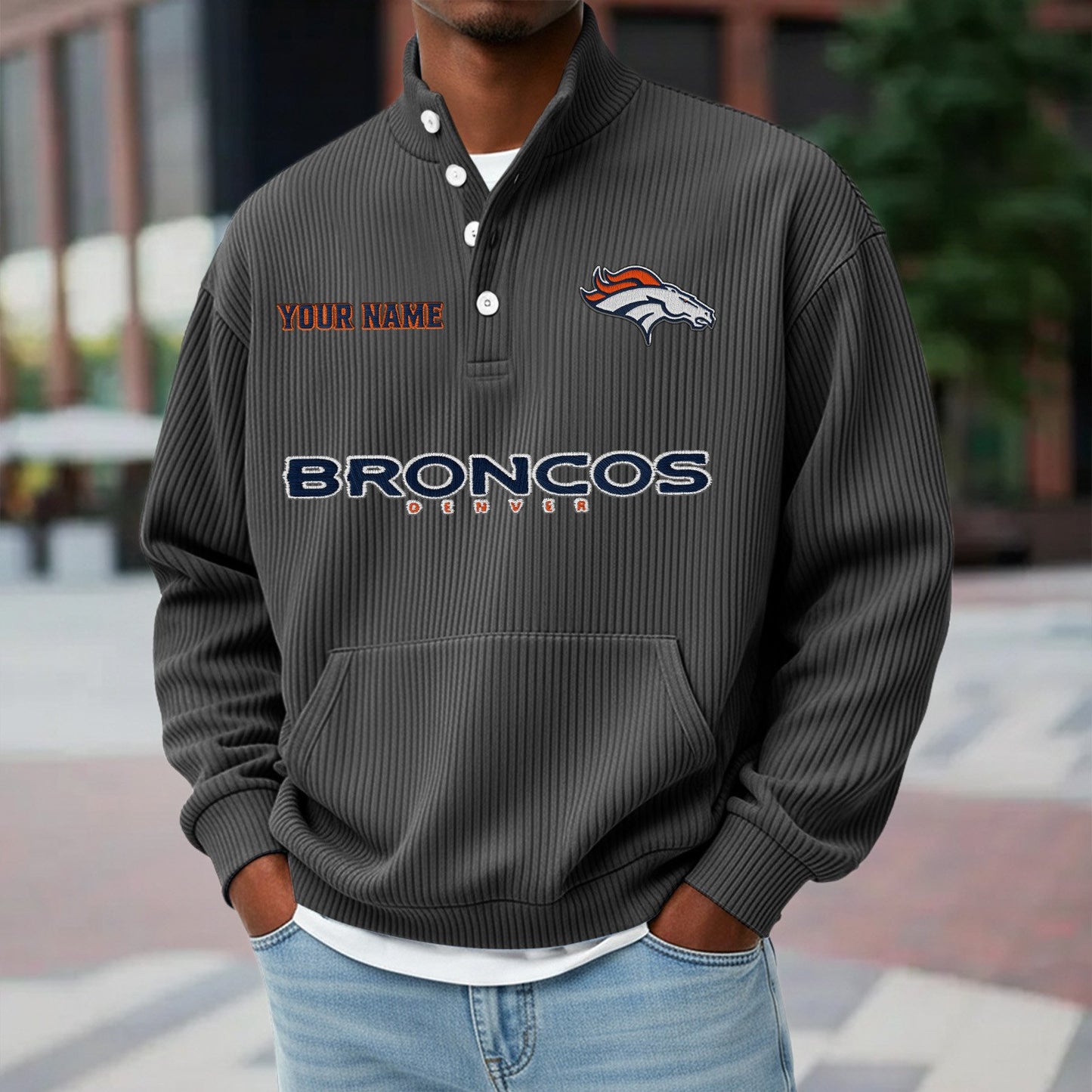DEN x NFL Waffle High Neck Long Sleeved Sweatshirt DATND TANTD 221125