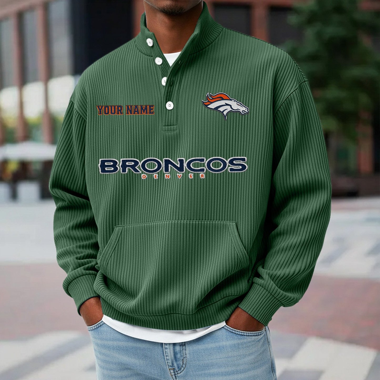 DEN x NFL Waffle High Neck Long Sleeved Sweatshirt DATND TANTD 221125
