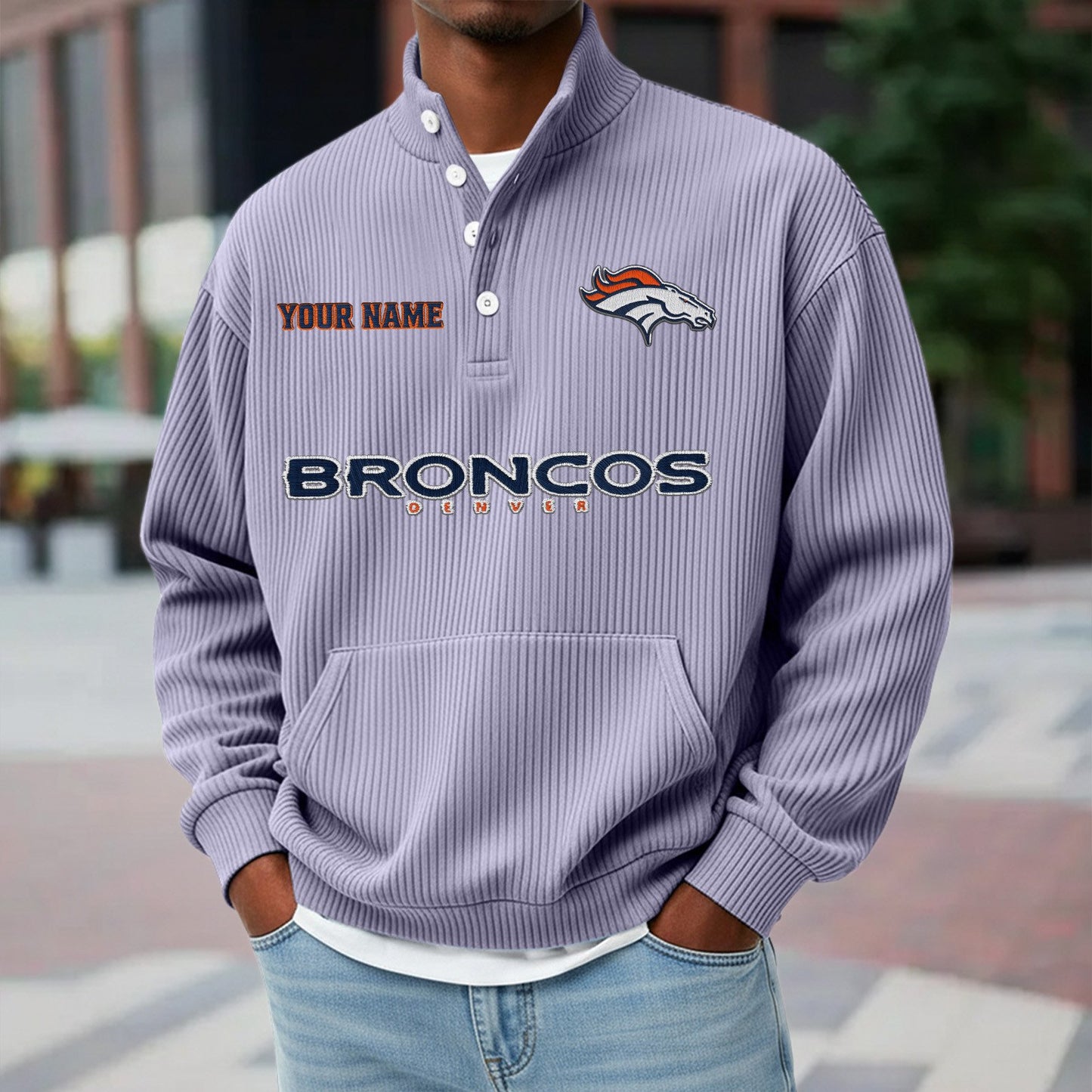 DEN x NFL Waffle High Neck Long Sleeved Sweatshirt DATND TANTD 221125
