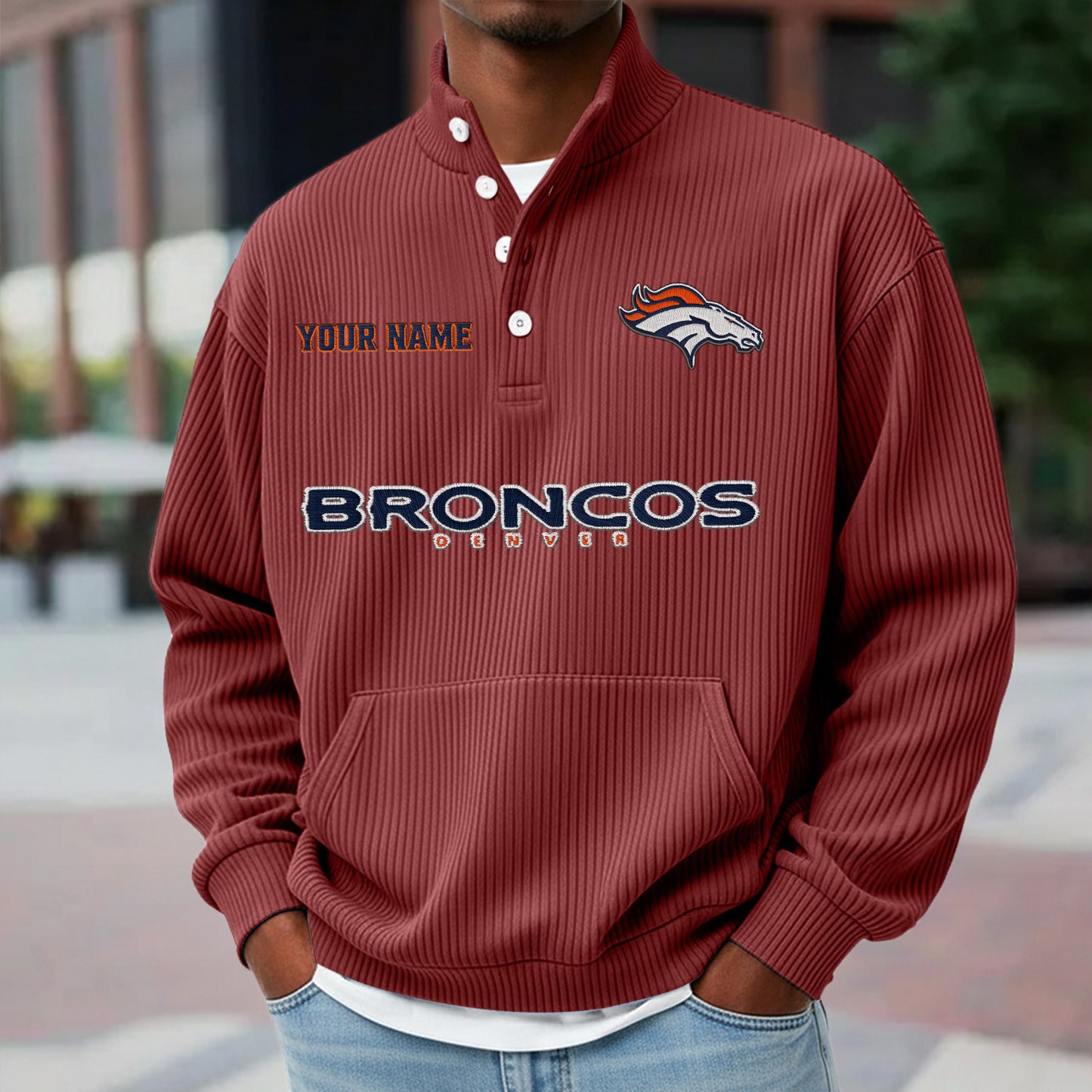 DEN x NFL Waffle High Neck Long Sleeved Sweatshirt DATND TANTD 221125