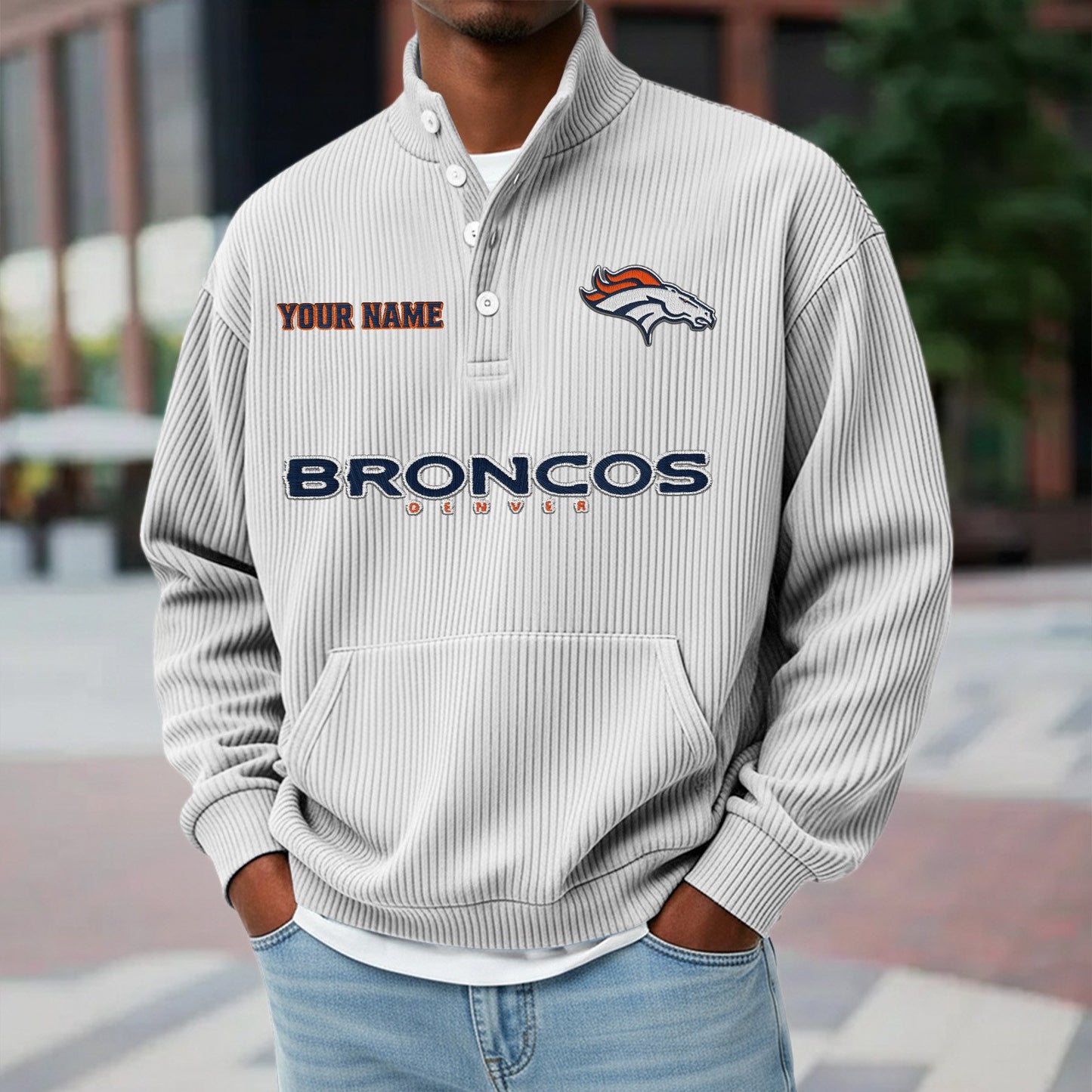 DEN x NFL Waffle High Neck Long Sleeved Sweatshirt DATND TANTD 221125