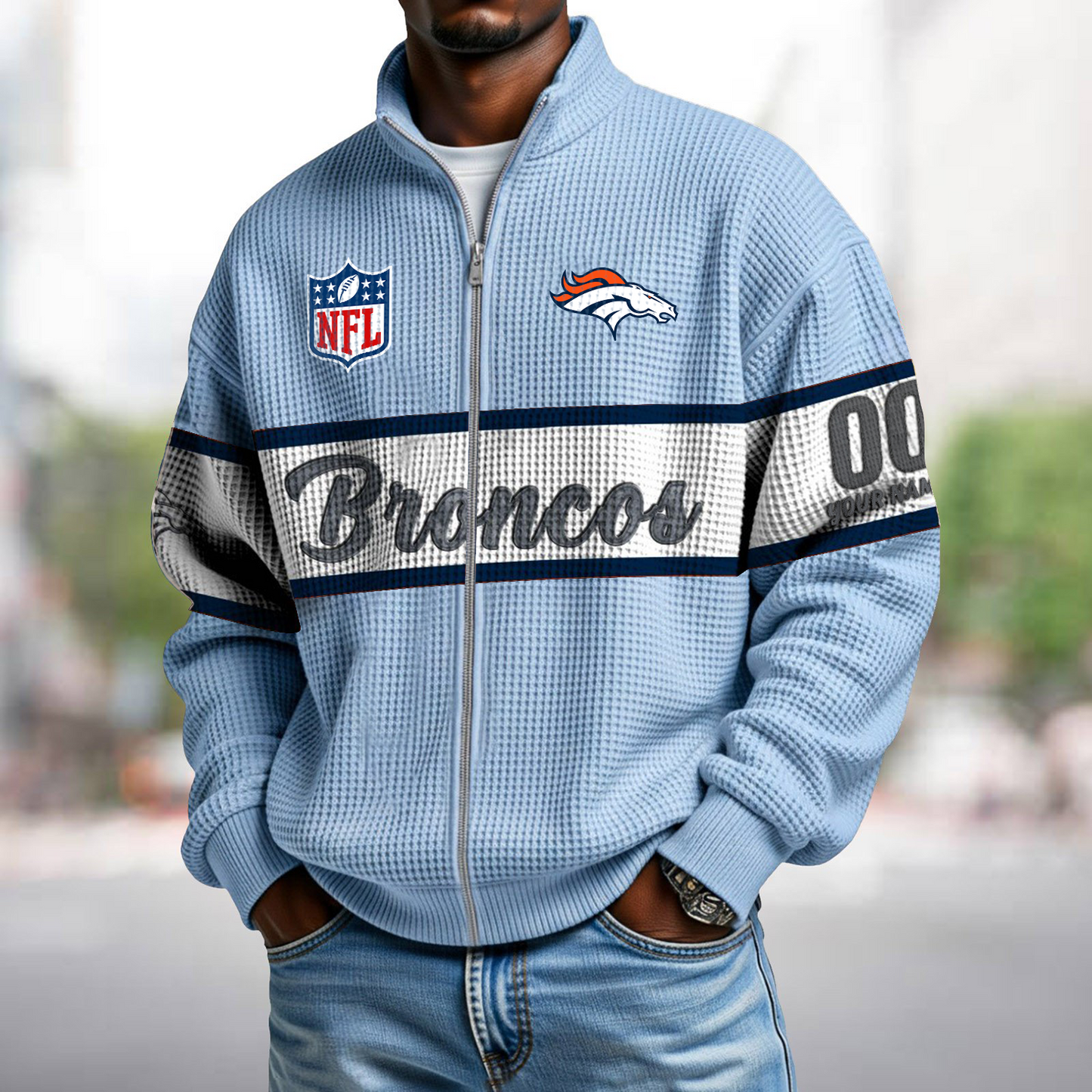 DEN x NFL Waffle Zip-Up Sweatshirt DATND TANTD