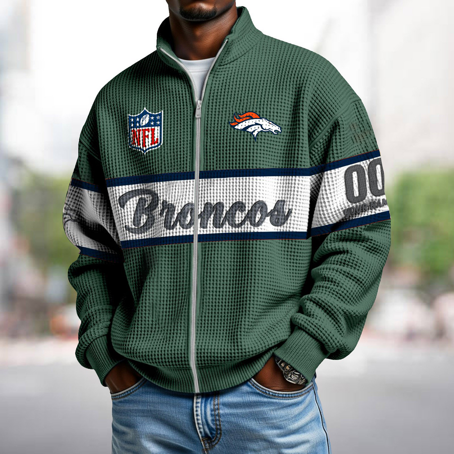 DEN x NFL Waffle Zip-Up Sweatshirt DATND TANTD