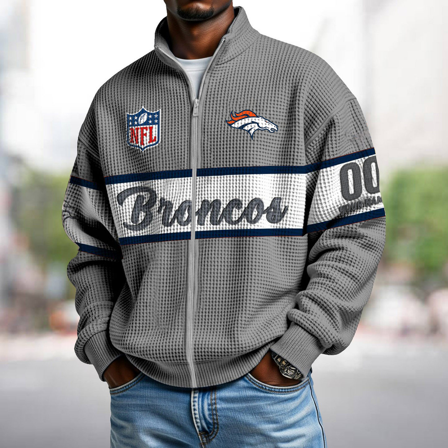 DEN x NFL Waffle Zip-Up Sweatshirt DATND TANTD