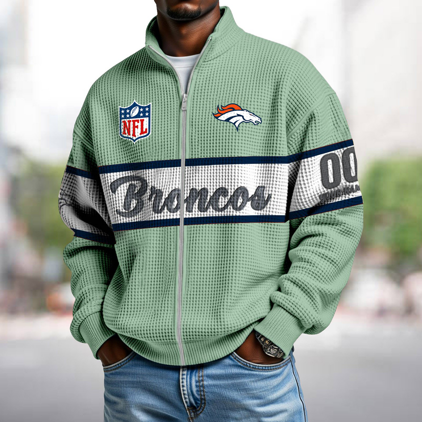 DEN x NFL Waffle Zip-Up Sweatshirt DATND TANTD