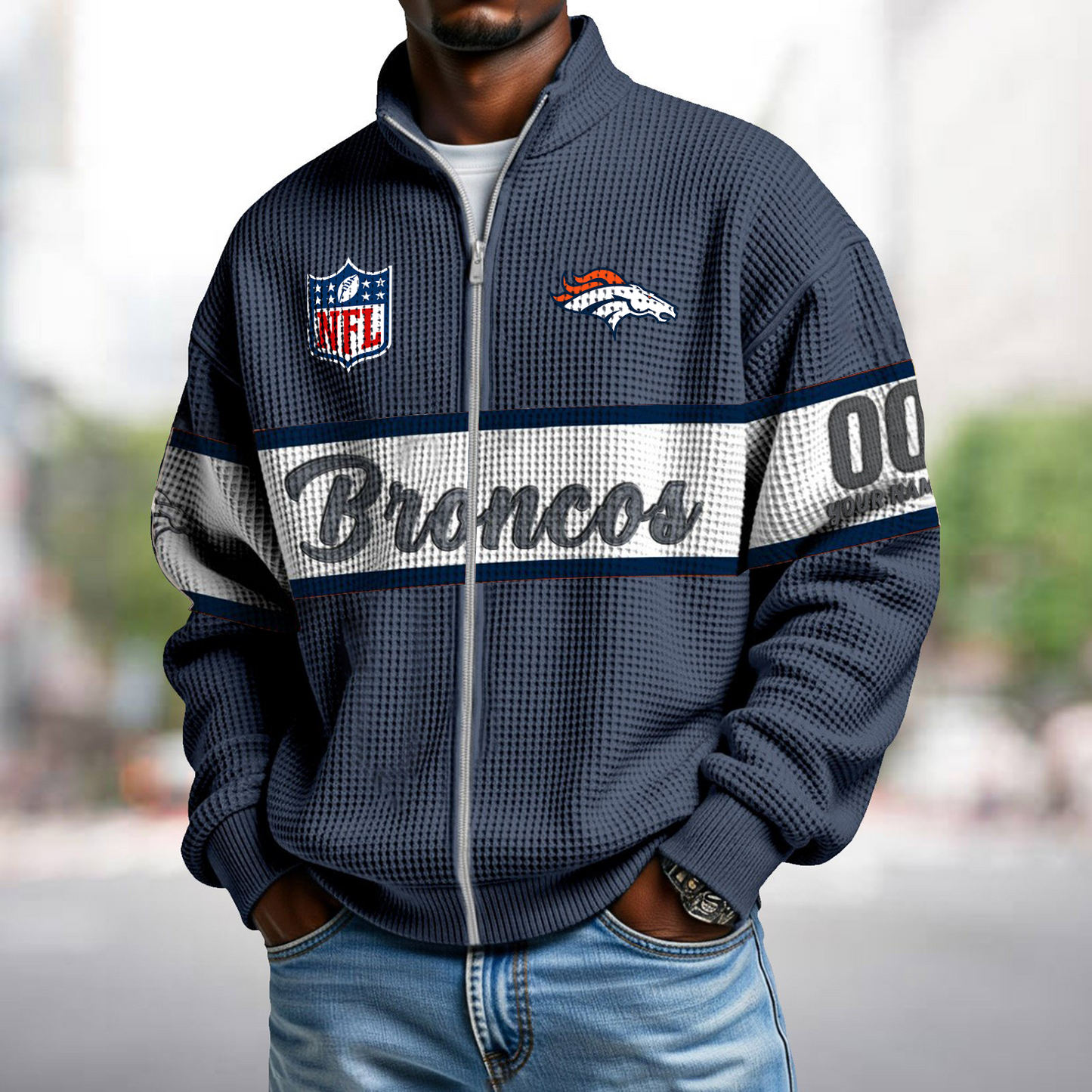 DEN x NFL Waffle Zip-Up Sweatshirt DATND TANTD
