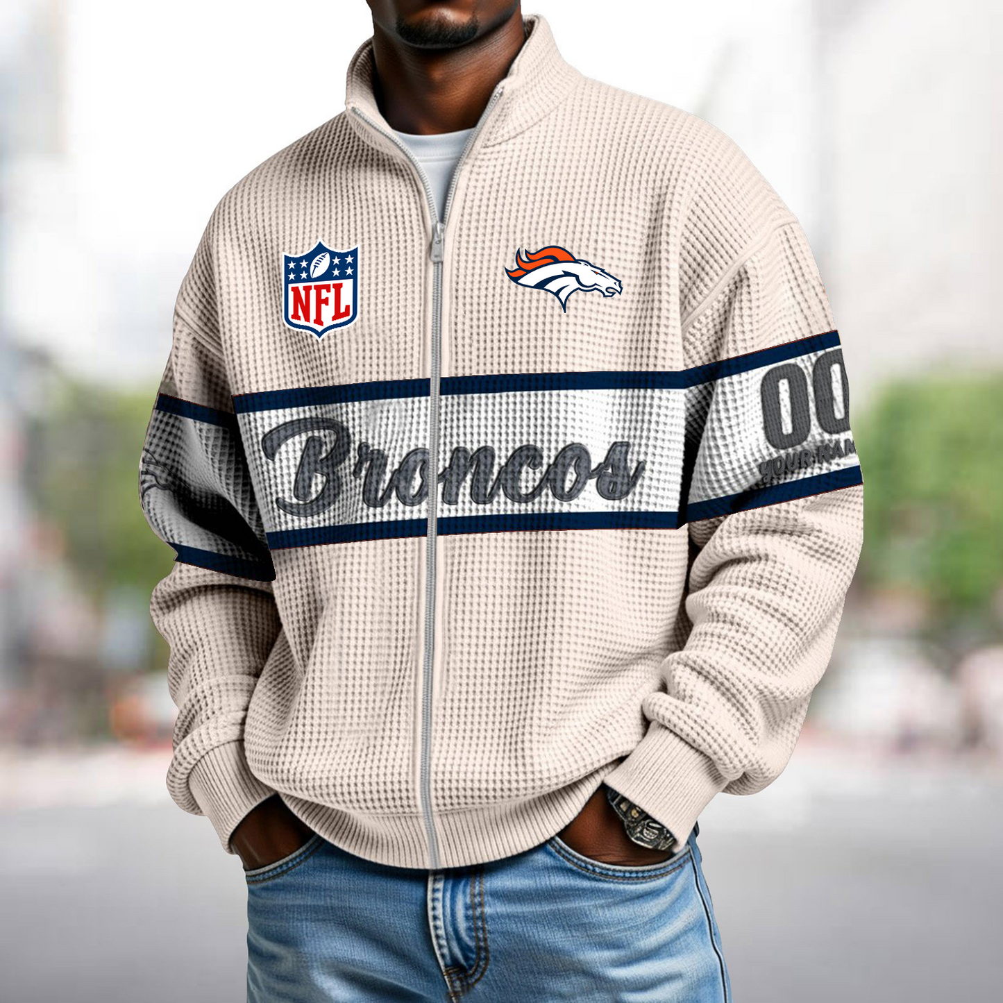 DEN x NFL Waffle Zip-Up Sweatshirt DATND TANTD