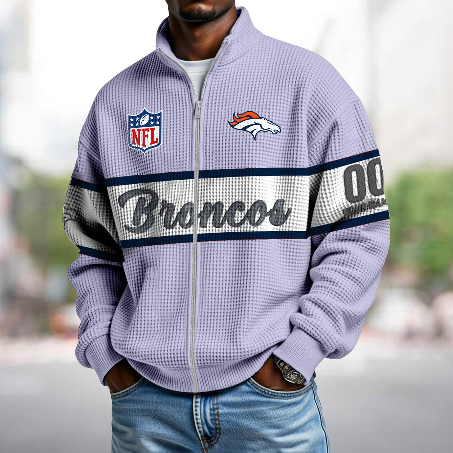 DEN x NFL Waffle Zip-Up Sweatshirt DATND TANTD