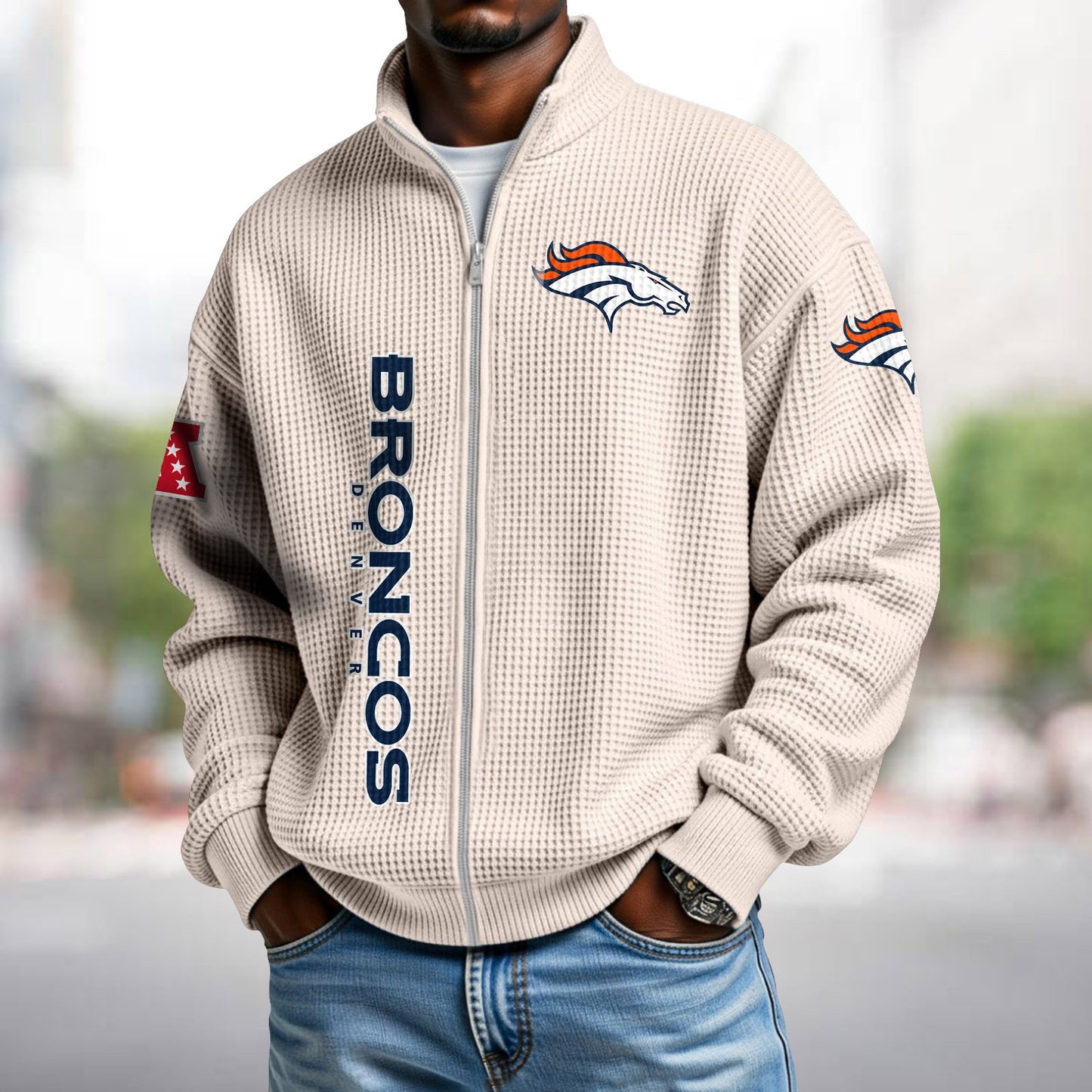 DEN x NFL Waffle Zip-Up Sweatshirt DATND TANTD