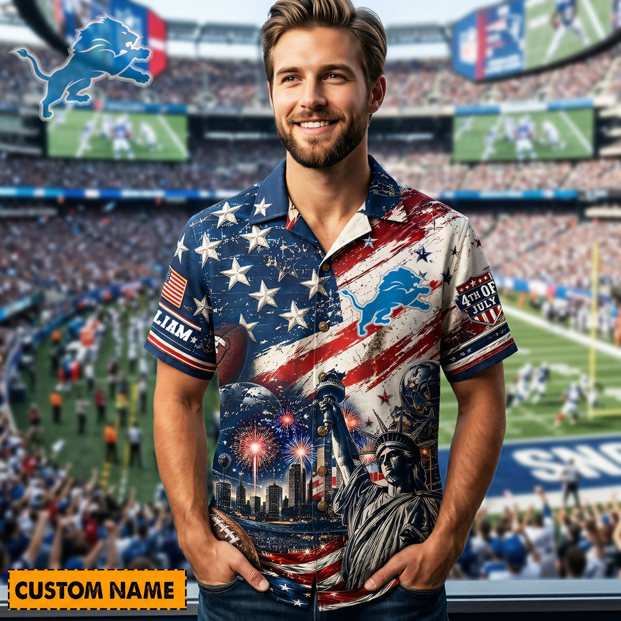 DET X PREMIUM NFL Personalized Proud American Hawaiian Shirt 190626