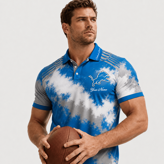 DET X Premium NFL Premium Personalized Helmet Polo Shirt