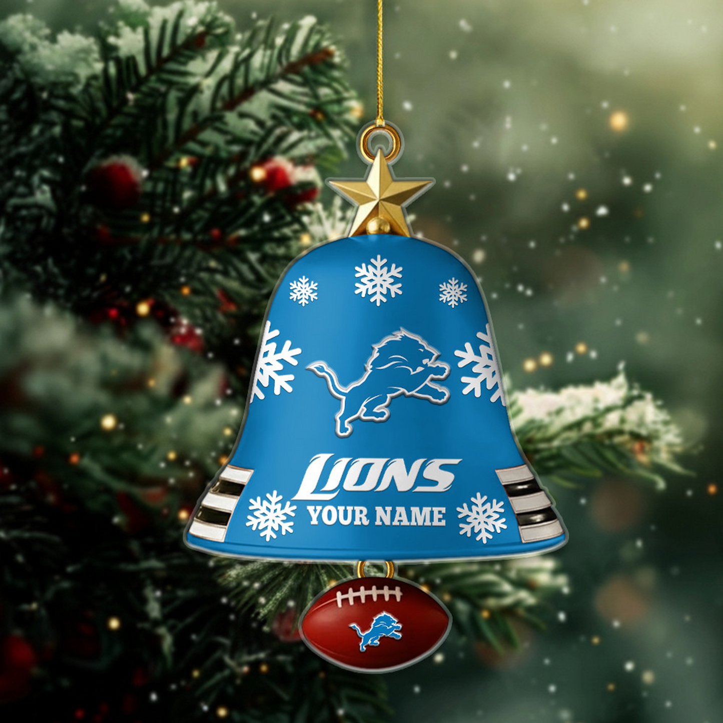 DET x NFL Christmas Bell Ornament Custom Any Name DatND DVT