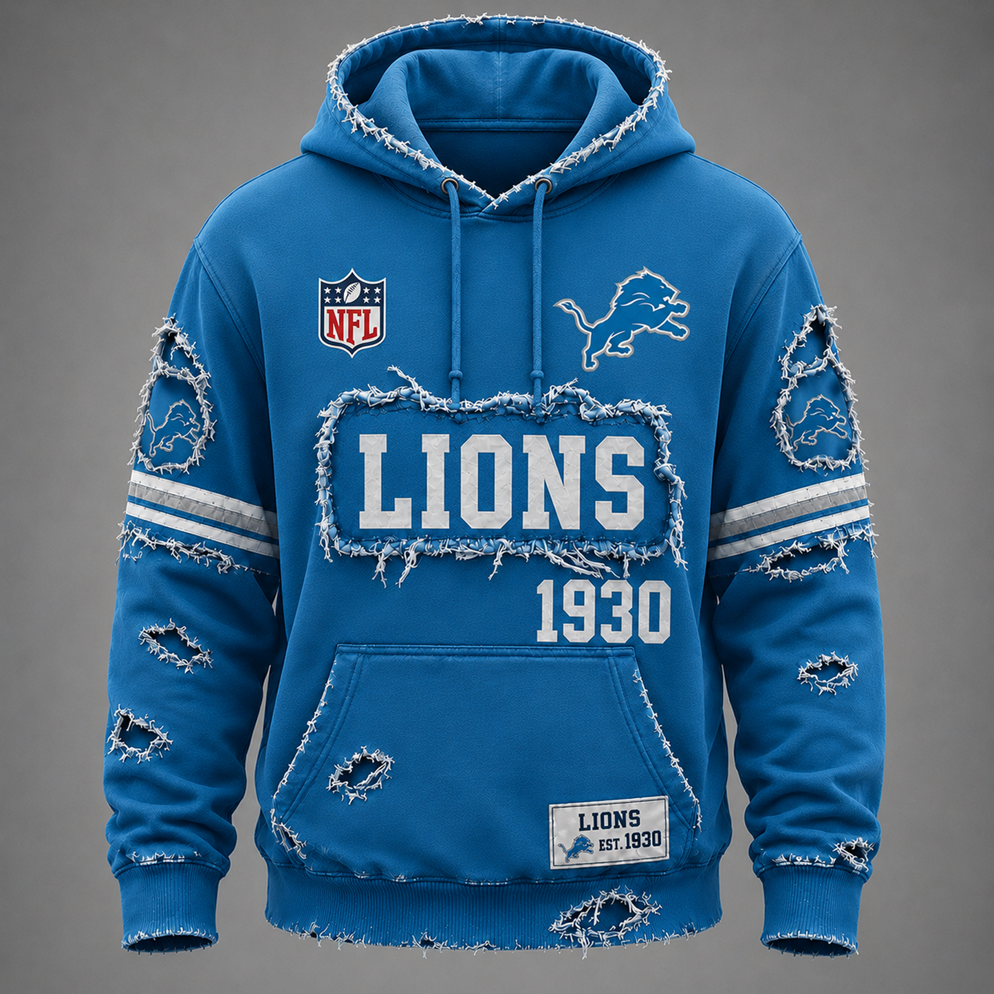 DET x NFL Distressed Premium Hoodie 0906 DatND DVT