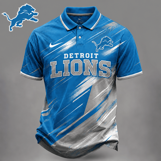 DET x NFL Premium Bold Stripe Polo Shirt