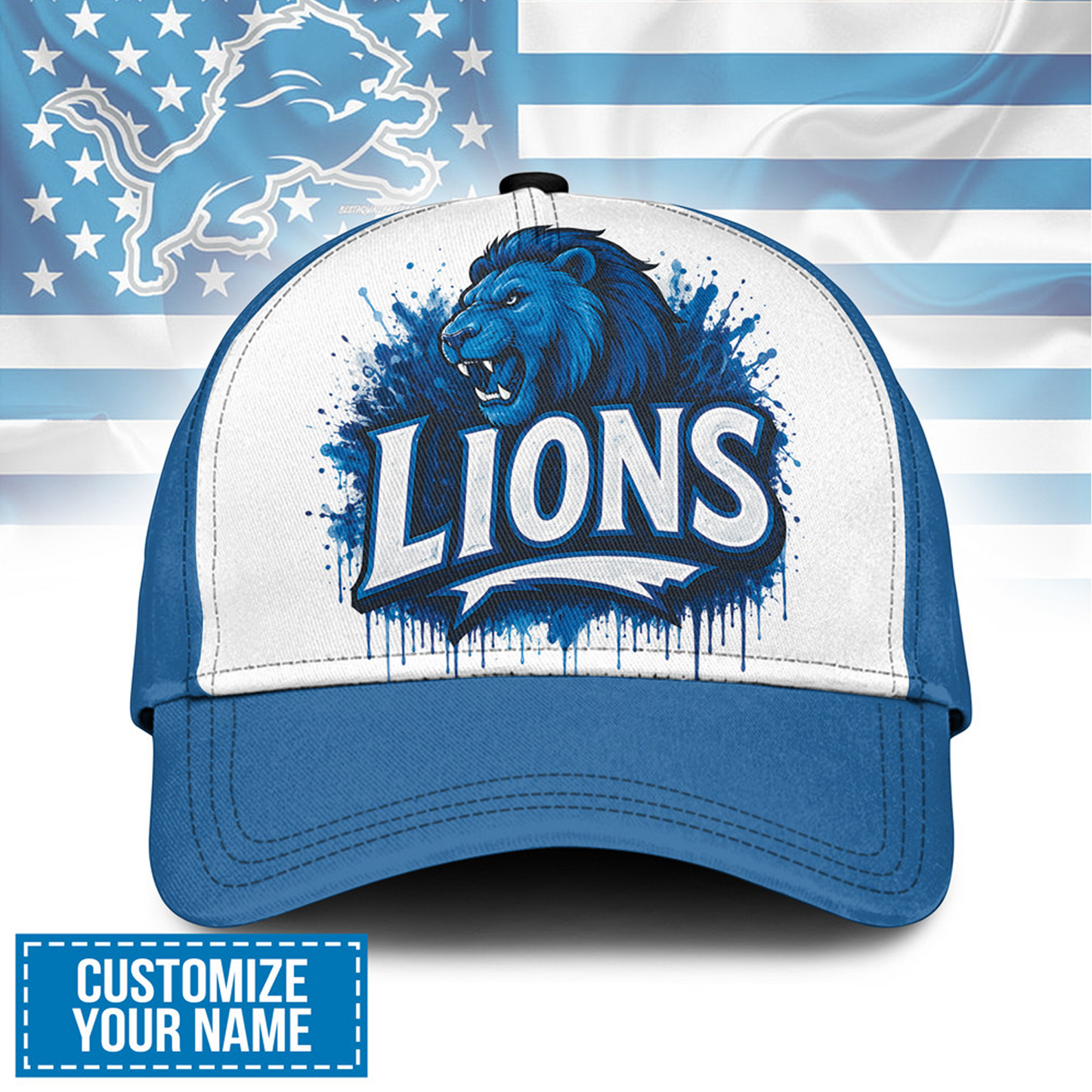 DET x NFL Premium Custom Graffiti Team Cap