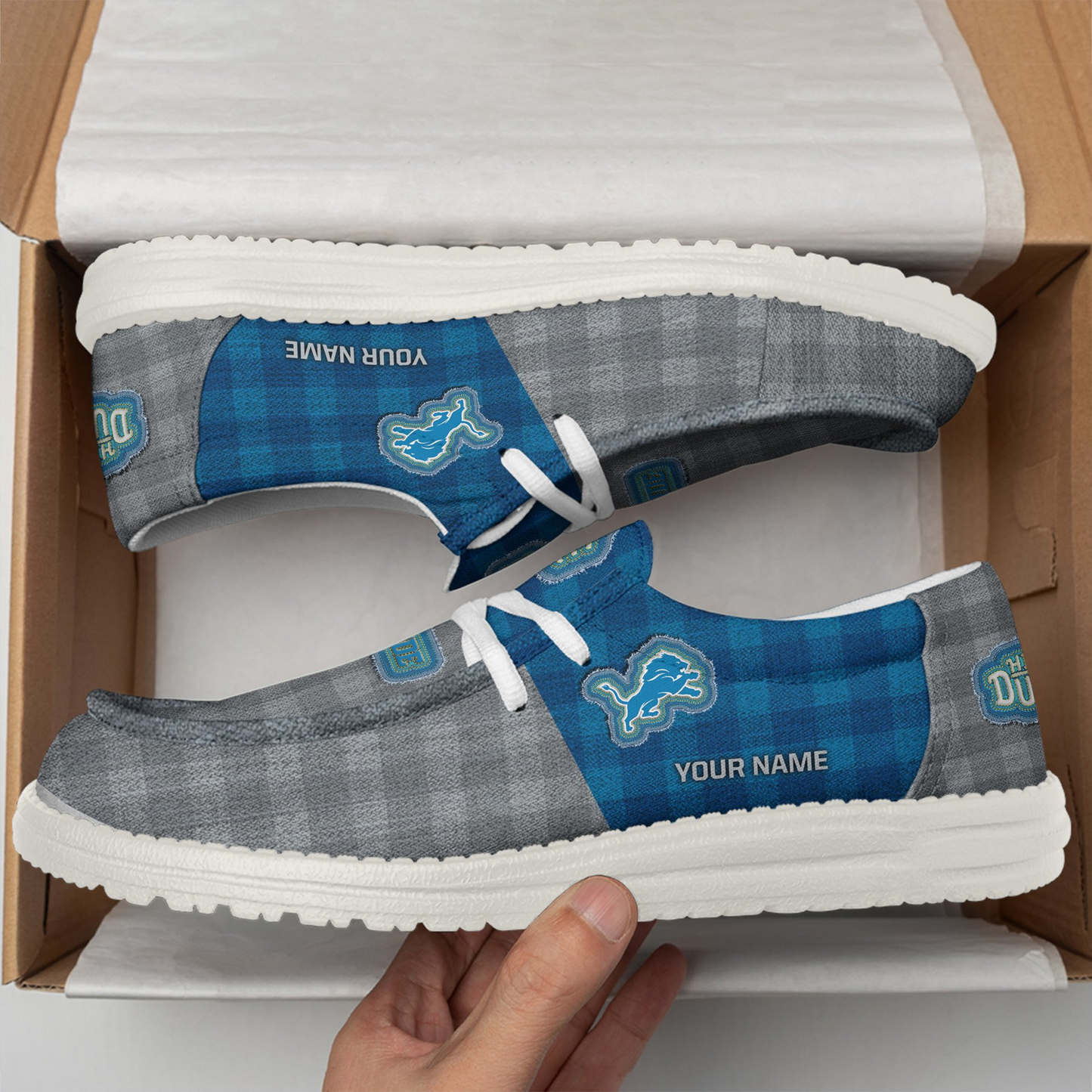 DET x NFL Premium Hey Dude Shoes DATND TANTD