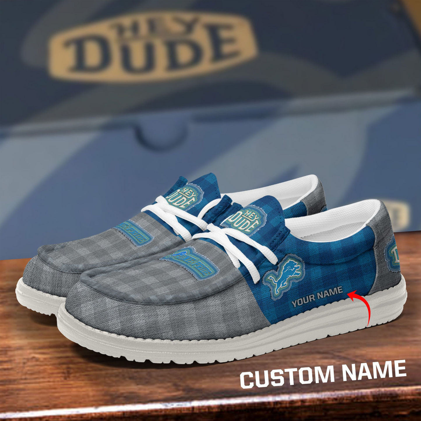 DET x NFL Premium Hey Dude Shoes DATND TANTD