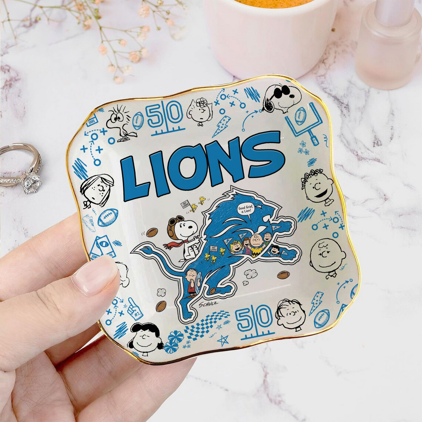 DET x NFL Premium NFL Snoopy Jewelry Dish 0406 DatND DVT