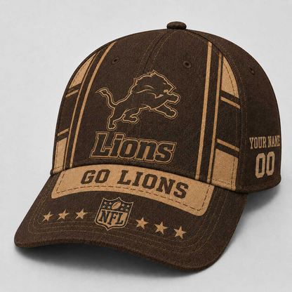 DET x NFL Premium Vintage Leather Personalized Cap for Loyal Fans