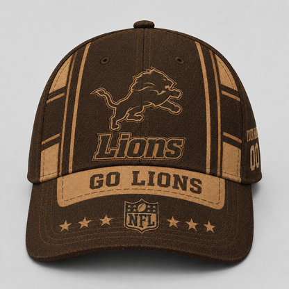 DET x NFL Premium Vintage Leather Personalized Cap for Loyal Fans