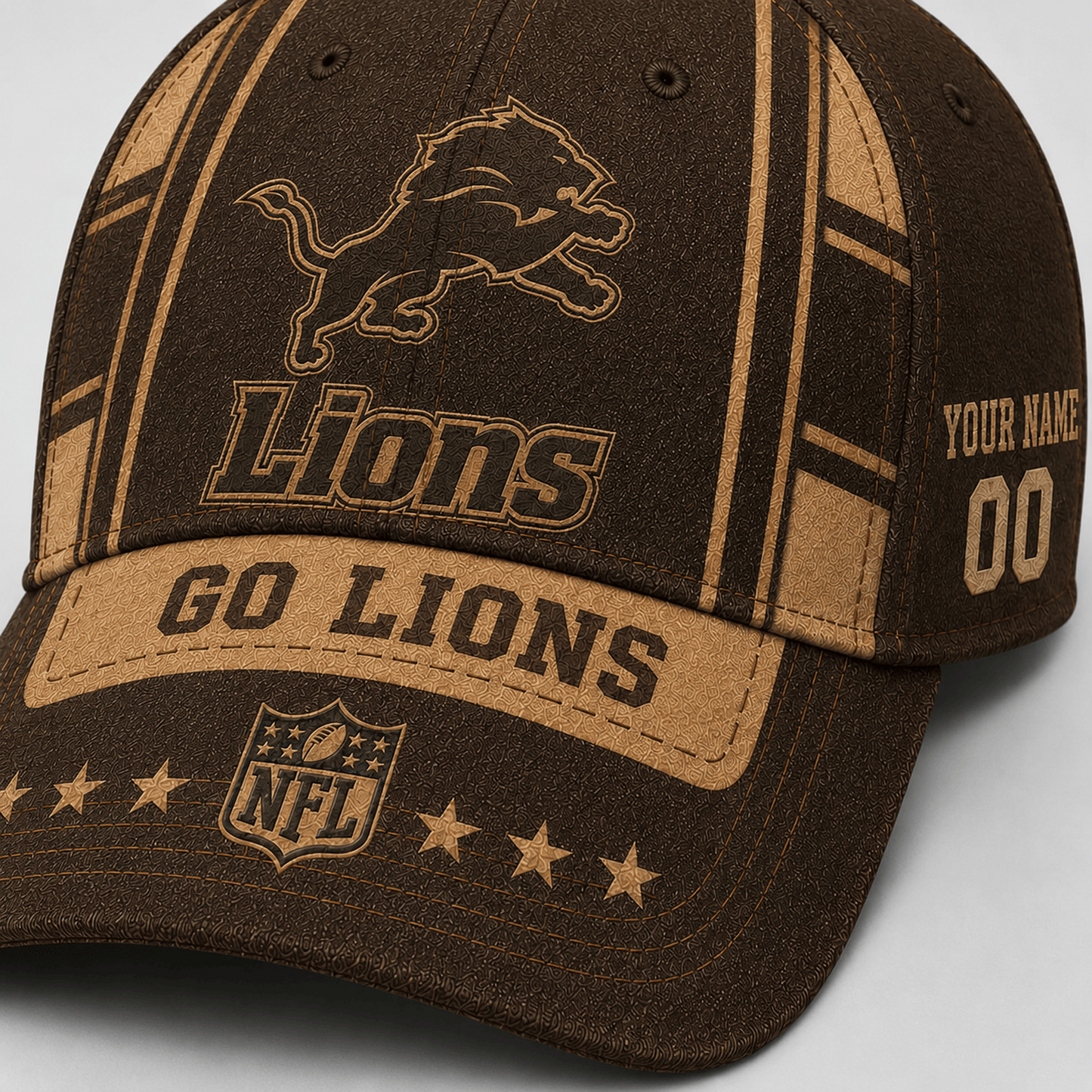 DET x NFL Premium Vintage Leather Personalized Cap for Loyal Fans