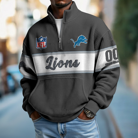 DET x NFL Quarter-Zip Waffle Pullover DATND TANTD