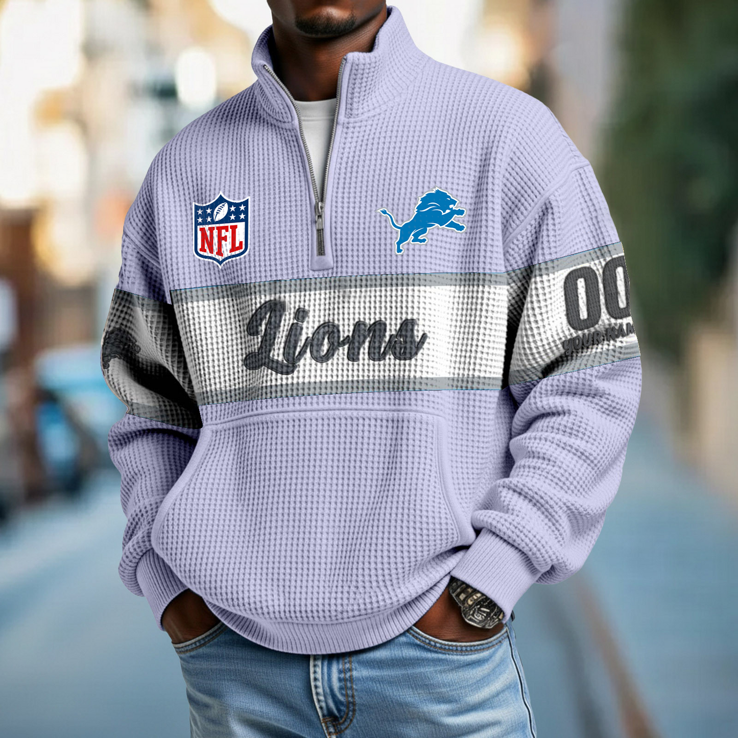 DET x NFL Quarter-Zip Waffle Pullover DATND TANTD