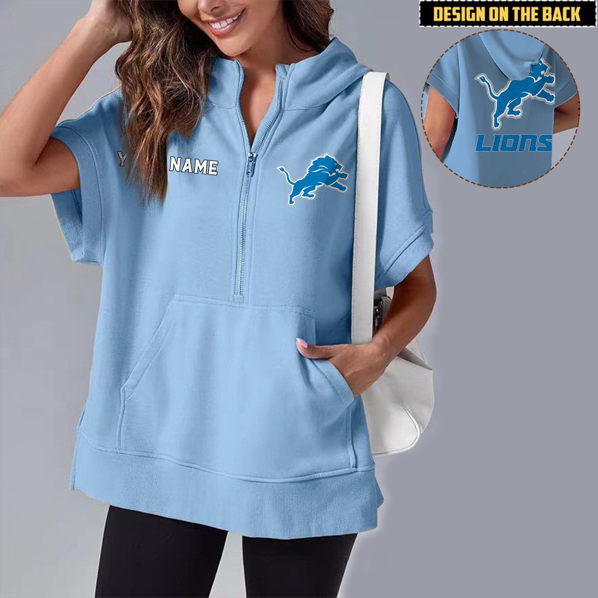 DET x NFL Short Sleeve Zip Hoodie DATND TANTD