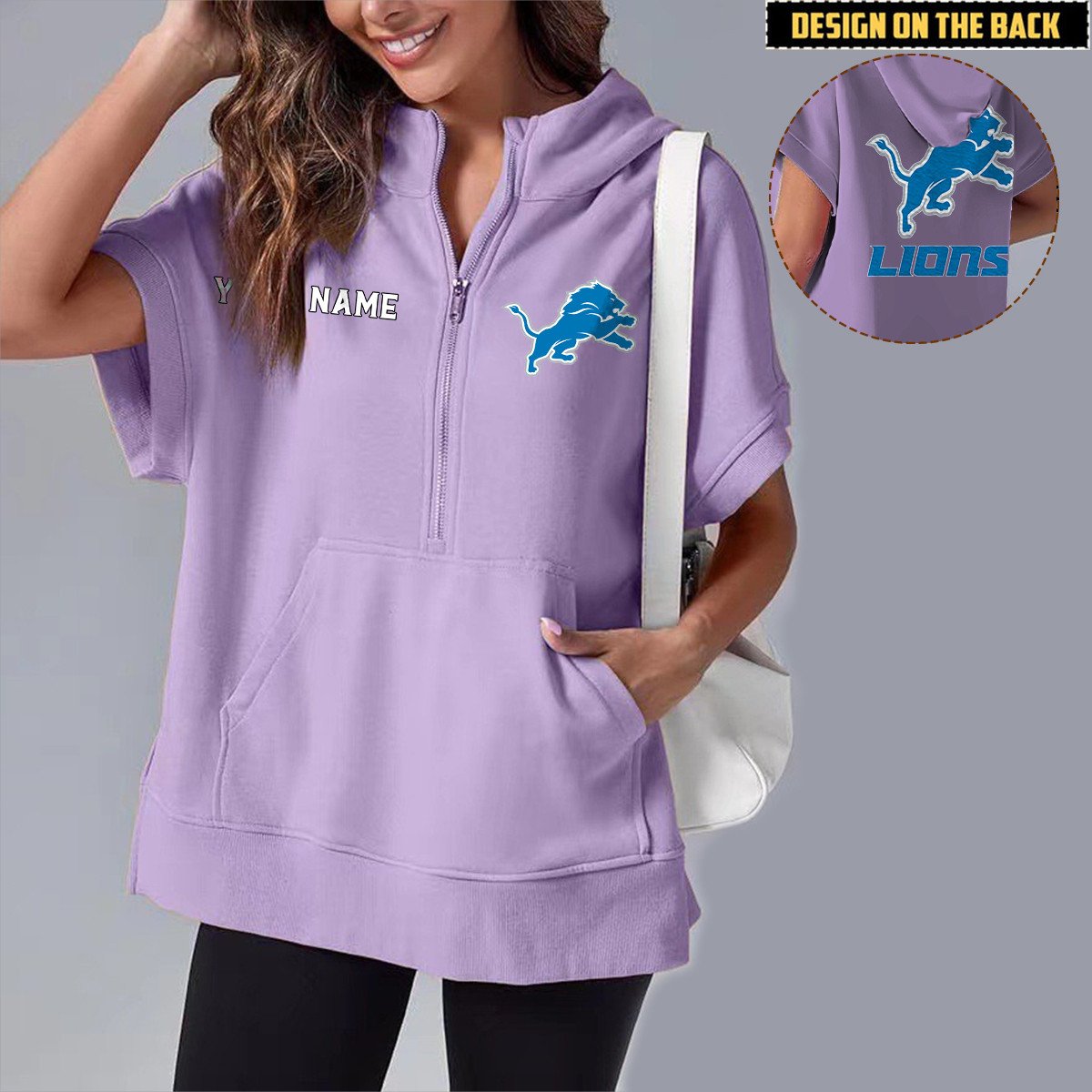 DET x NFL Short Sleeve Zip Hoodie DATND TANTD