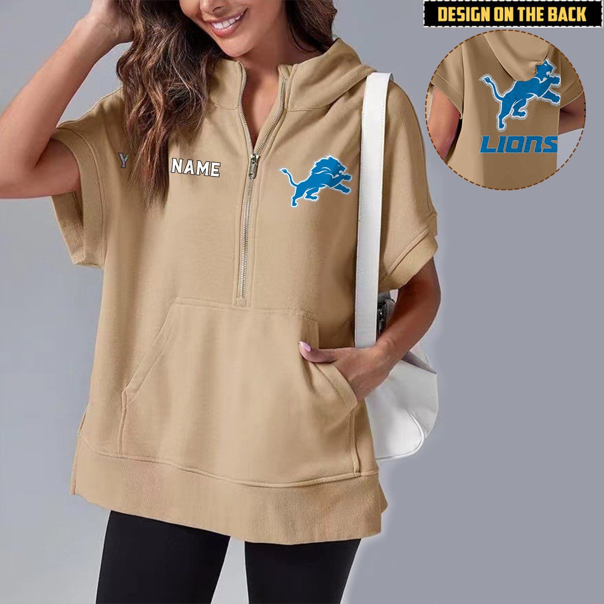 DET x NFL Short Sleeve Zip Hoodie DATND TANTD